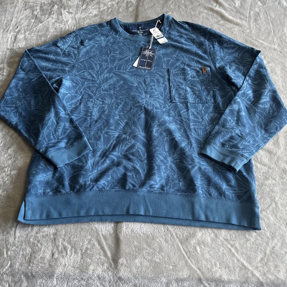 Tommy Bahama NEW Ben & Terry Twilight Palms Men Sweatshirt XL Blue Pullover